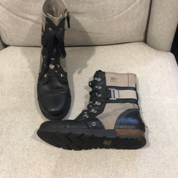 Sorel Major Carly boot size 9 leather and canvas zip lace up snow boot NWOT - Picture 2 of 9